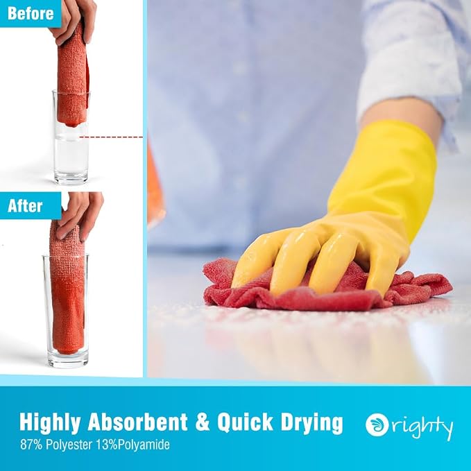 Orighty Cleaning Cloths, Shop Towels 100 Pack, Shop Rags Reusable, Microfiber Cleaning Rags Bulk for Cars, Multi-Purpose Lint Free Towels for Automotive, Mechanic, Kitchen, 11.5’’ x 11.5’’, Red - Image 3