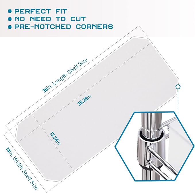 BRIAN & DANY Wire Shelf Liner 14" X 36", Heavy Duty Shelf Liners for Wire Shelving, Waterproof Protector Mats, Set of 4, Transparent - Image 2