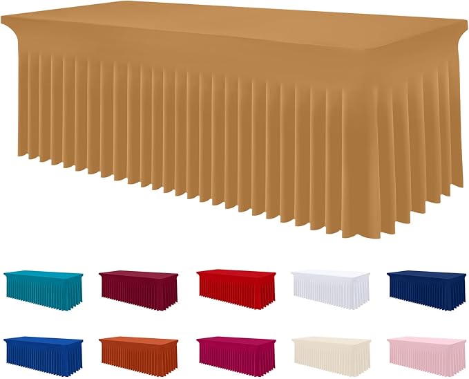 Smiry Spandex Elastic Fitted Table Cloth Skirt for 8FT Rectangle Table by Smiry