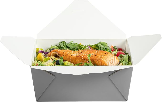 Restaurantware Bio Tek 98 Ounce Take Out Boxes 200 To Go Lunch Boxes - Tab-Lock Closure Heat-Tolerant Gray Paper Disposable Lunch Boxes Greaseproof For Hot And Cold Foods - Image 11