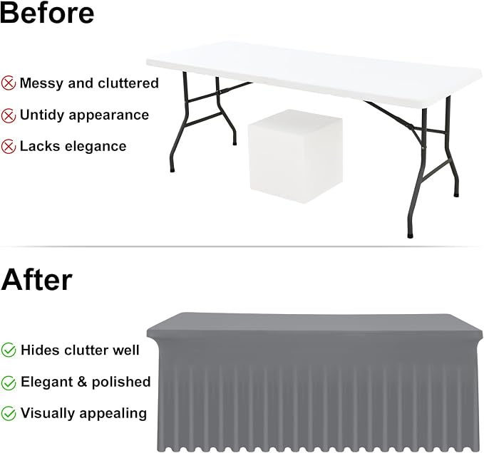 Moosfor Spandex Fitted Rectangle Tablecloth, Elastic Table Skirt - Image 4