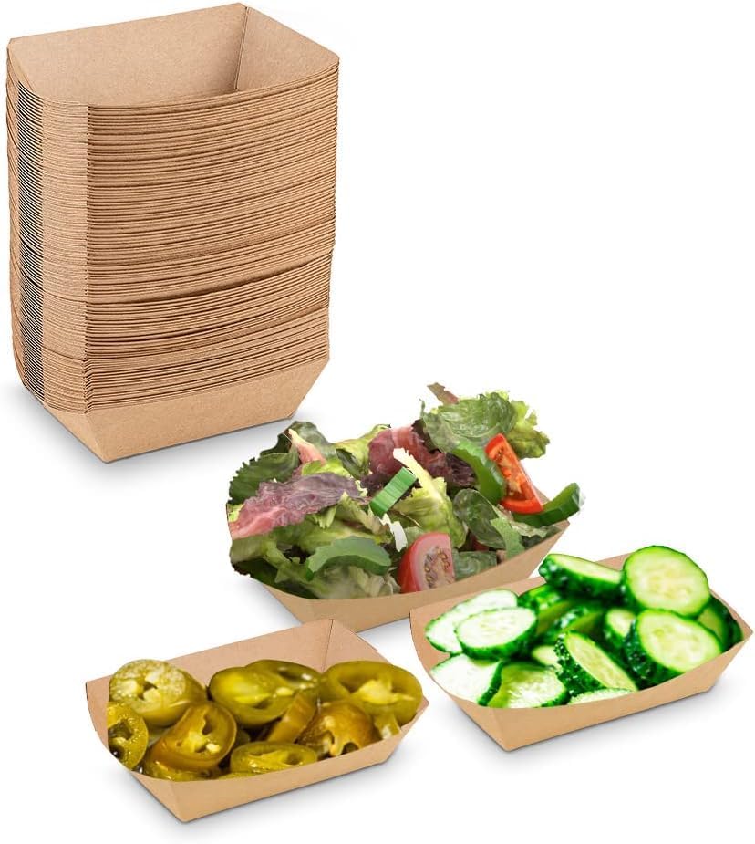 MT Products Kraft Charcuterie Food Trays 6 oz. - Small Paper Food Boats Disposable (Pack of 1000) - Made in the USA by MTProducts