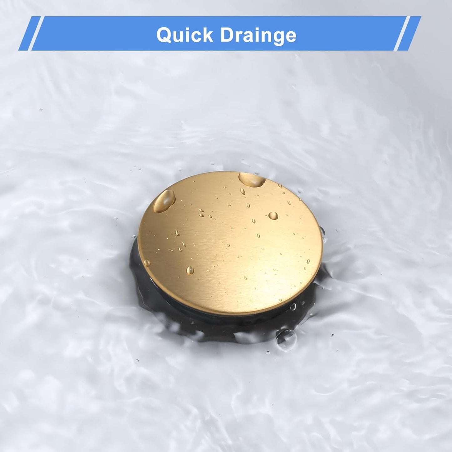 ARCORA Bathroom Sink Drain with Overflow 2 Pack, Brushed Gold Pop Up Drain Stopper Vanity Vessel Sink Clicker Drain Stopper