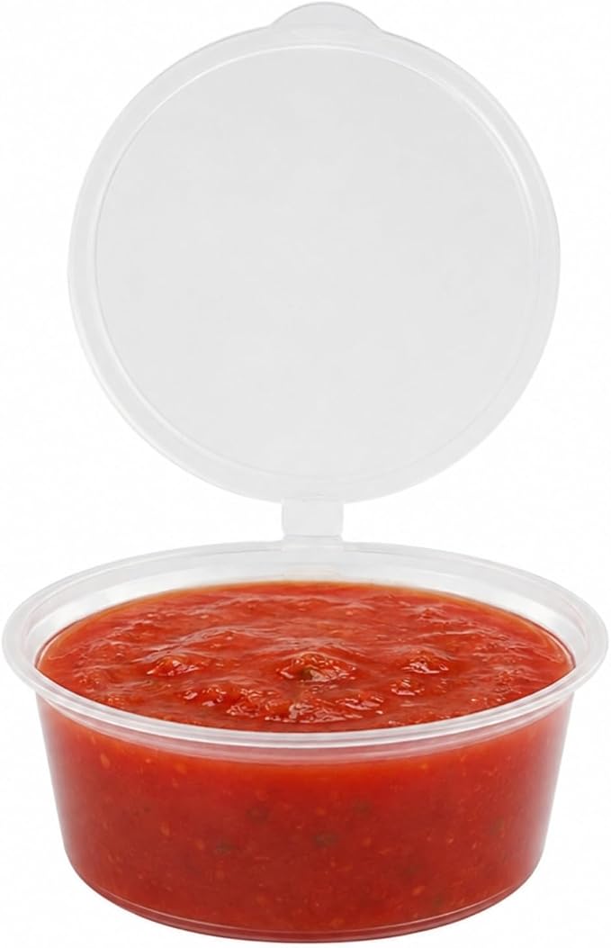 Restaurantware Clear Plastic Sauce Cups With Hinged Lids 2000 Count 2 Ounce Disposable Dipping Containers, Spill-Proof Storage Cups, Freezer-Safe Portion Bowls, Clear - Image 6