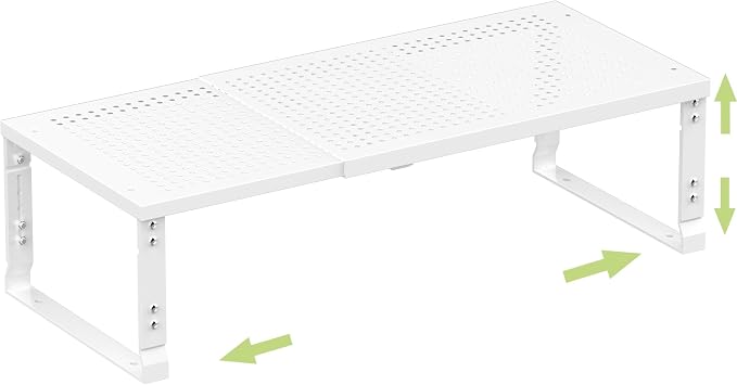 Heavy-Duty Adjustable Metal Shelf Organizer - Expandable & Stackable Pantry Storage Rack for Kitchen, Bathroom, RV, Cabinets(1 Pack/White, Large) by Unknown