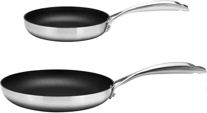 Scanpan CS+ 2-Piece Nonstick Fry Pan Set (8 & 10 1/4 inch) – Compatible with All Cooktops, Induction Ready, Metal Utensil Safe, Oven Safe to 500°F, Dishwasher Safe by SCANPANUSAINC