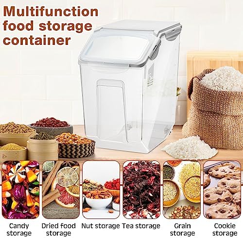 Umigy 4 Pack Rice Storage Container With Wheels Plastic Airtight Lid Flour Container Bin for Dog Pet Cereal Grain Dry Food, 15 Liter / 30 lbs - Image 4