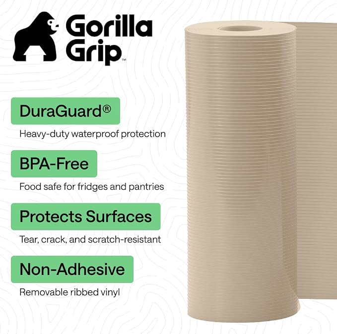 GORILLA GRIP Shelf Liner, Non-Adhesive Cabinet Liners, 17.5" x10' Beige - Image 2