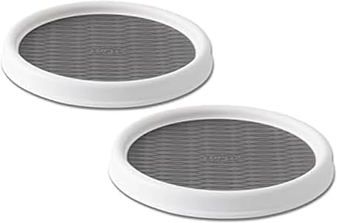 Copco Lazy Susan Turntable Organizer Set of 2, 9 Inch Rotating Cabinet and Pantry Storage, Nonslip Surface with Outer Rim, Wipe Clean by Copco