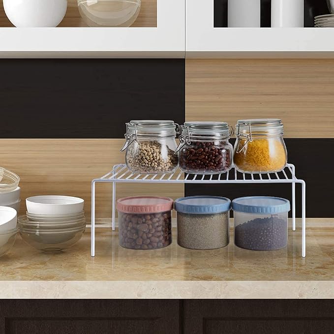 Redrubbit Medium (13 x 9. 4 Inch) Cabinet Storage Shelf Rack, Rustproof Kitchen Counter and Cabinet Shelf, Storage Rack Organizer for Kitchen, Fridge, Cabinet, Bathroom, Set of 2 - Image 3