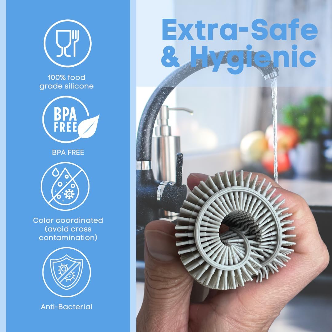 Silicone Dish Sponge Dish Scrubber (Oval and Square) - Dual-Sided, Food Grade Silicone Sponges for Dishes and Housecleaning 2-Pack