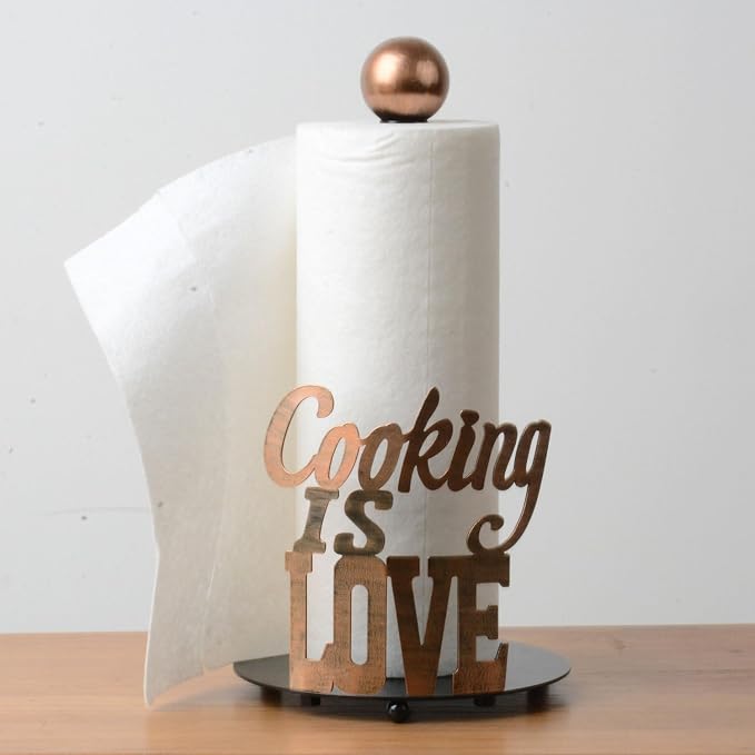 HAUCOZE Text Paper Towel Holder Countertop Metal Paper Roll Stand 13.4 Inch - Image 7