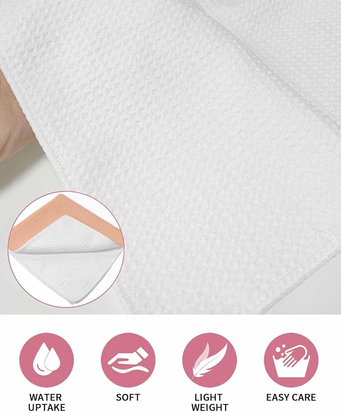 Orange Pink Dish Towels Set, Waffle Weave Kitchen Towels Microfiber Towels Cleaning, Solid Contemporary Color Minimalist Pure Color Soft Absorbent Dish Drying Towels Hand Towels 4 Pack 12x12 Inch - Image 5