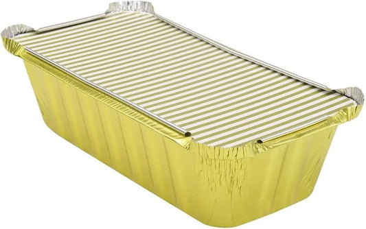 KitchenDance Disposable Aluminum Closable Loaf Pans with Lids - 2 Pounds Aluminum Foil Pans for Cakes, Cobblers - Baking Pans Perfect for Baking, Storing, Preparing Food - 1850 (Gold, 1000) by KitchenDance