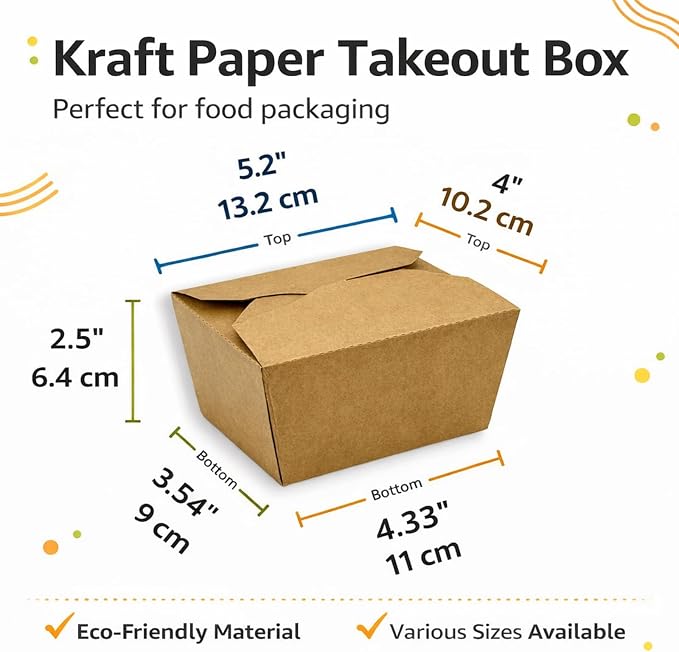 26oz 200Pack Kraft Paper To Go Boxes, Take Out Food Containers - Image 2