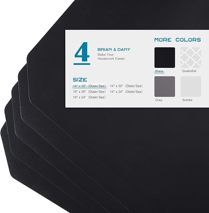 BRIAN & DANY Wire Shelf Liner 14" X 36", Heavy Duty Shelf Liners for Wire Shelving, Waterproof Protector Mats, Set of 4, Black - Image 3