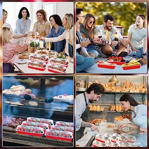 25Pack 6.8Oz Mini Cake Pans Disposable Mini Loaf Pans with Lids and Spoons and Stickers, Aluminum Pans for Baking Bread, Individual Dessert Cups for Sales,Party,Picnics,Celebration (Red) - Image 5