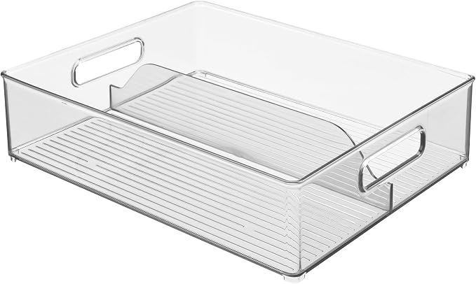 iDesign Divided Pantry Bin with Handle, Clear - Image 9