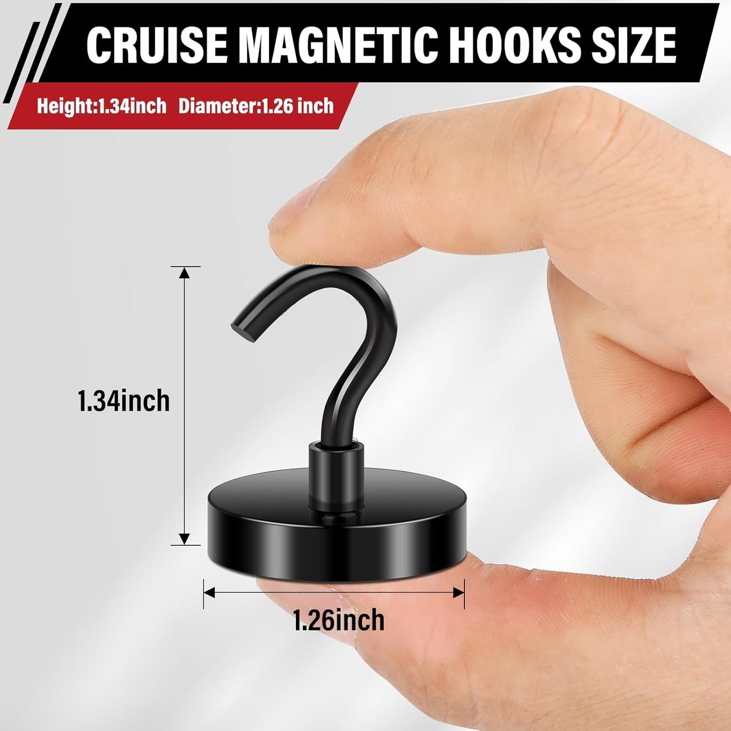Magnetic Hooks, 110Lbs Black Heavy Duty Magnets Magnetic 2025 Cruise Cabins Ship Essentials Strong Magnet Hook for Classroom Home Refrigerator Door Fridge Camping Hanging 12 Pack