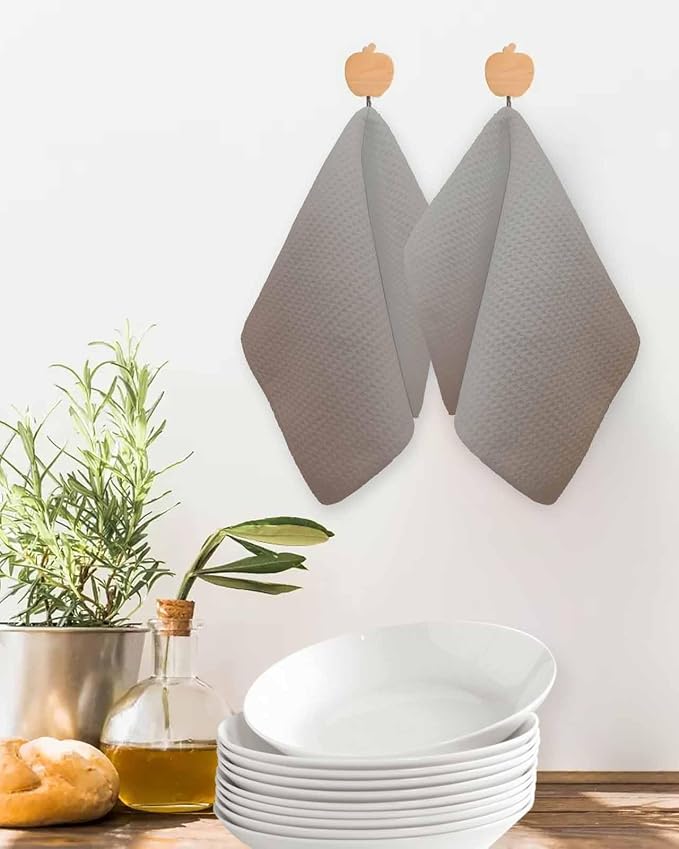 Ombre Brown Grey Dish Towels Set, Waffle Weave Kitchen Towels Microfiber Towels Cleaning, Modern Minimalist Gradient Color Soft Absorbent Dish Drying Towels Hand Towels 2 Pack 12x12 Inch - Image 2