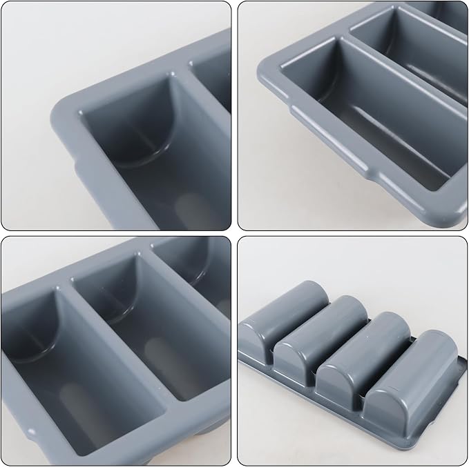 Morcte 4-Compartment Commercial Silverware Bin, Set of 4, Gray - Image 3
