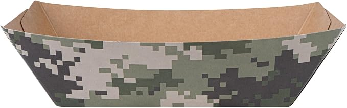 Restaurantware-Bio Tek 1/2 Pound Food Trays, 400 Disposable Paper Food Trays - Heavy-Duty, Greaseproof, Camouflage Paper Food Boats, For Snacks, Appetizers, Or Treats, Use At Parties Or Carnivals - Image 11