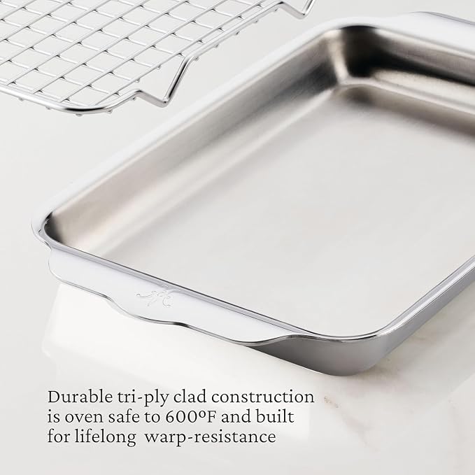 Hestan OvenBond Provisions - Tri-Ply Stainless Steel 2-Piece Mini-Eighth Sheet Pan & Rack Set (6 x 9") - Image 5
