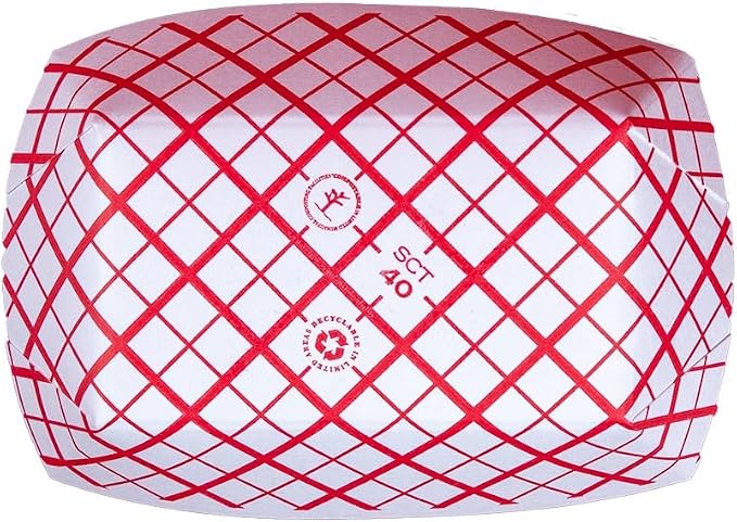 Southern Champion Tray 0405 #40 Southland Paperboard Red Check Food Tray, 6 oz Capacity (Case of 1000) - Image 2