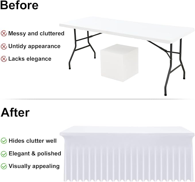 Moosfor 2 Pack Spandex Fitted Rectangle Tablecloth, Elastic Table Skirt - Image 4
