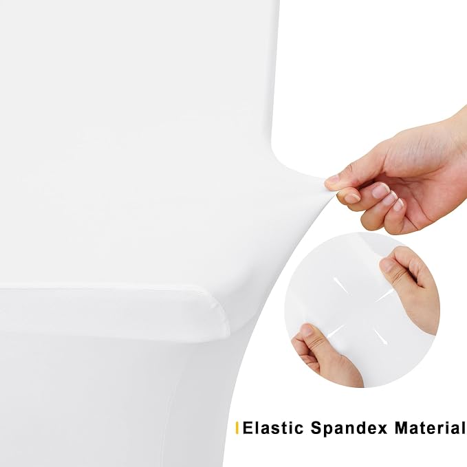 Smiry 2 Pack Spandex Table Cloth 8FT, Elastic Fitted White Tablecloth - Image 5