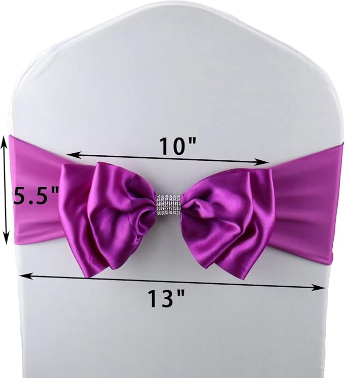 12 PCS Double Bows Stretch Chair Sashes, for Wedding Party Chair Cover Decoration, Spandex Stretch Chairs Bands (Pack of 12 Fuchsia) - Image 6