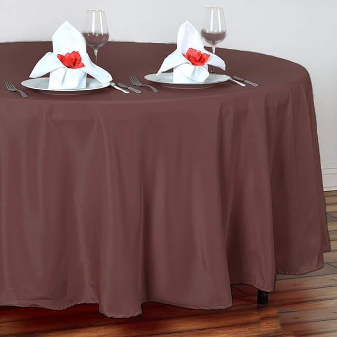 Balsa Circle 6 pcs 108 inch Chocolate Brown Round Polyester Tablecloths Fabric Table Cover Linens for Wedding Party Banquet Reception Events Kitchen Dining - Image 6