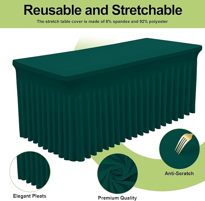 Smiry Spandex Elastic Fitted Table Cloth Skirt for 4FT Rectangle Table - Image 2