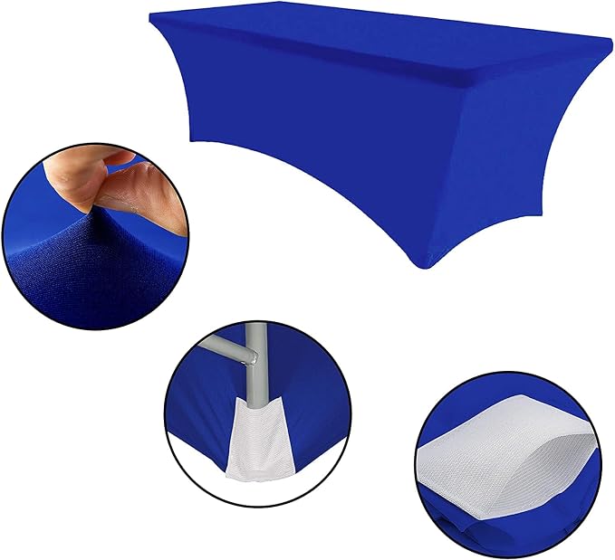 MDS® Pack of 10 Spandex Tablecloth 6FT Tight Fitted Stretch Table Cover – Washable Wrinkle-Free Reusable Elastic Patio Tablecloth for Wedding, Party, Banquet, Trade Show, Event Décor - Royal Blue - Image 4