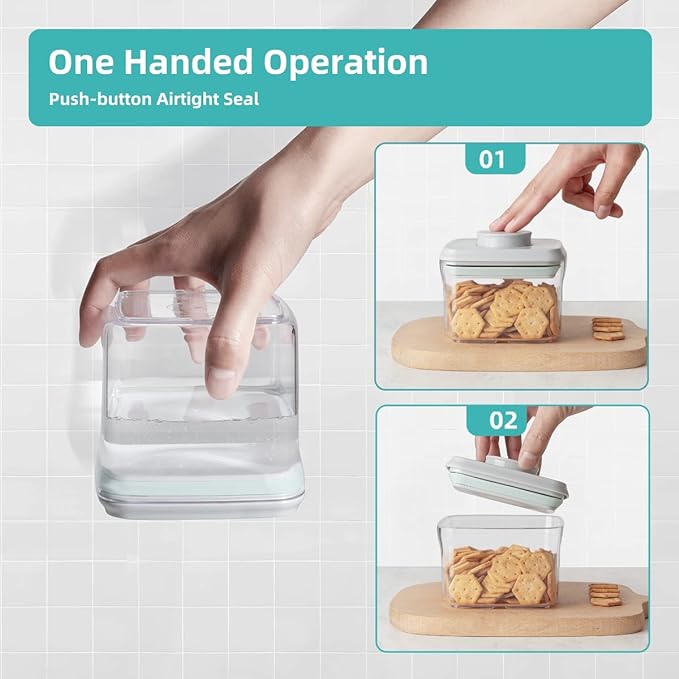 Ankou Airtight Container Set (1000ml 4 Pcs) Stackable One Press Openning Food Containers for Snacks Sugar Salt Herbs Spices Coffee Bean Formula Popcorn BPA-Free Tight Seal - Clear (1.0 QT * 4) - Image 3