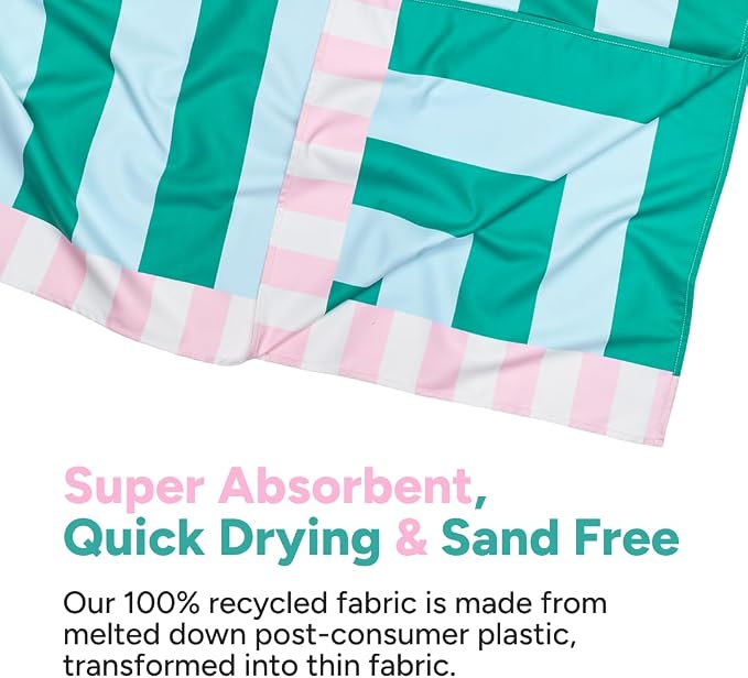 Dock & Bay Beach Towel - Quick Dry, Sand Free - Compact, Lightweight - 100% Recycled - Includes Bag - Pastel Pier - Large (160x90cm, 63x35) - Image 3