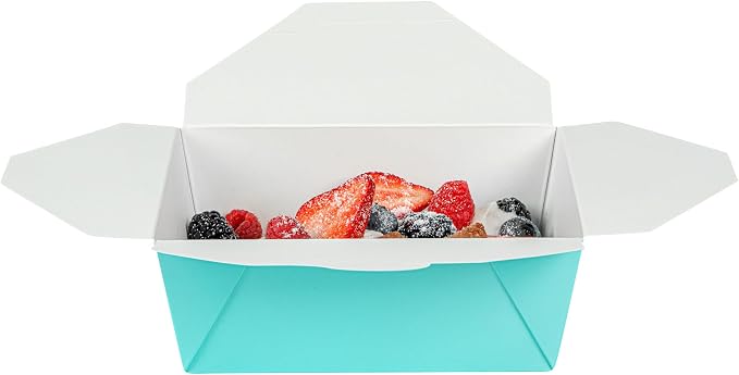 Restaurantware Paper Food Box 50 Count 45 Oz Leakproof Paper Lunch Box Greaseproof Food Container Tab-Lock Design 6.73 x 5.5 x 2.6 Inches Turquoise - Image 11