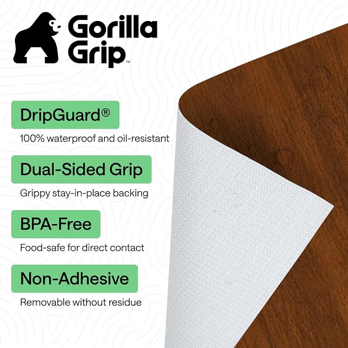 GORILLA GRIP Shelf Liner, Kitchen Drawer Protector, 17.5x120 Wood - Image 2