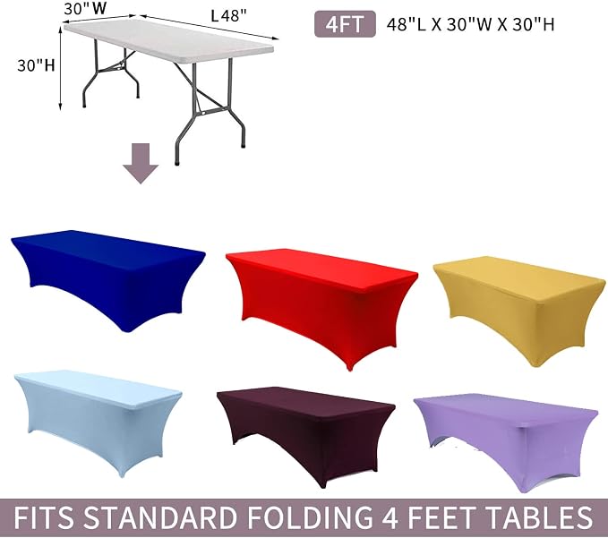 MDS® Pack of 20 Spandex Tablecloth 6FT Tight Fitted Stretch Table Cover – Washable Wrinkle-Free Reusable Elastic Patio Tablecloth for Wedding, Party, Banquet, Trade Show, Event Décor - Dusty Pink - Image 5