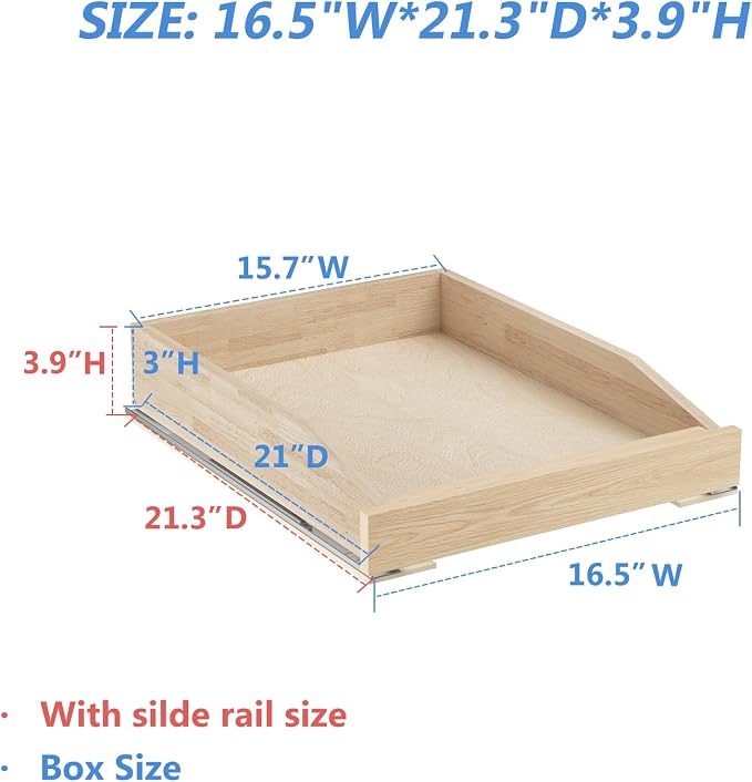 LOVMOR Single Pull Out Organizer 16½”W x 21”D, Soft Close Slide Out Drawer Storage Shelves for Kitchen, Wood Cabinet Shelf Pull-Out Organizer Storage for Base Cabinet - Image 3