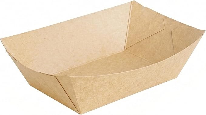 Restaurantware-Bio Tek 1/2 Pound Food Trays, 50 Disposable Paper Food Trays - Heavy-Duty, Greaseproof, Kraft Paper Food Boats, For Snacks, Appetizers, Or Treats, Use At Parties Or Carnivals - Image 2