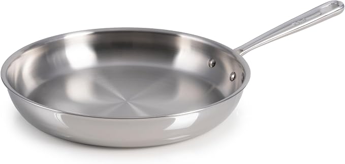 T-Fal Pro Tri-Ply Fry Pan, Stainless Steel Pan 12 inch, Induction Cookware, Oven Safe 500F, Fast & Even Heat, Professional Quality & Durability, Skillet, Cookware, Silver by T-falbrand