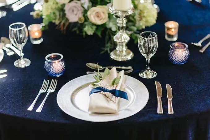 Velvet Table Runner, 10ft Luxurious Wedding Reception Decorations Soft Velvet Fabric Table Linen Overlay for Party (20 x 120 inch, Navy) - Image 4