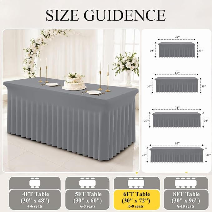 Moosfor Spandex Fitted Rectangle Tablecloth, Elastic Table Skirt - Image 6