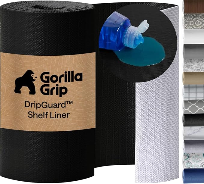 GORILLA GRIP Shelf Liner, Kitchen Drawer Protector, 17.5x120 Black by Unknown