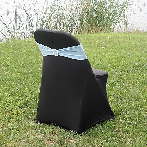 50pcs Stretch Spandex Chair Sashes for Baby Shower Wedding Chair Covers Party Banquet Decoration Elastic Chair Bands for Event(Light Blue) - Image 4