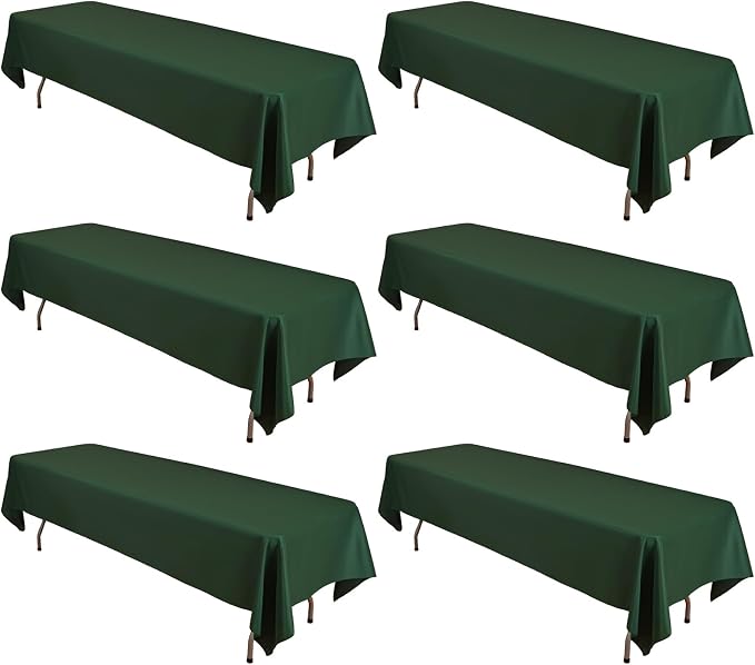 6 Pack Hunter Green Tablecloth for Rectangle Table 60x126 Inch by FXKS