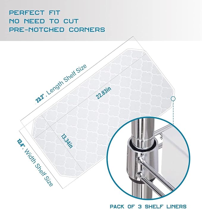 BRIAN & DANY Wire Shelf Liner 13.4" X 23.2", Heavy Duty Shelf Liners for Wire Shelving, Waterproof Protector Mats, Set of 3, Quatrefoil Grey - Image 2