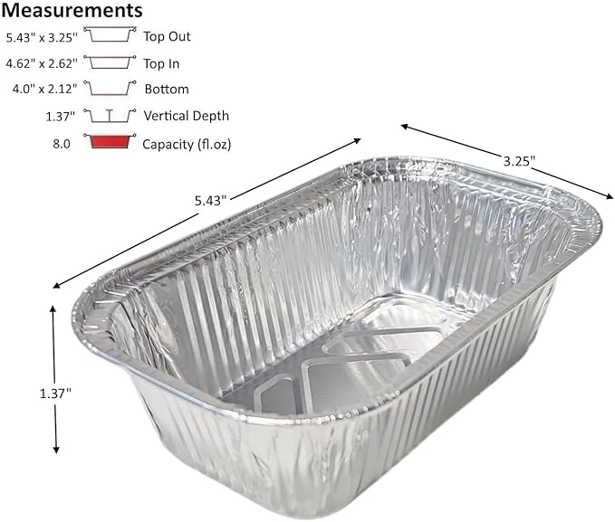PACTOGO 8 oz. Aluminum Foil EXTRA-MINI Loaf Pans Small Disposable Miniature Bread Container – ½ Pound Baking Tin Liners, Perfect to Bake Cakes, Bread Loaves, and Meat - 5.4 x 3.25 x 1.3 (Pack of 10) - Image 2