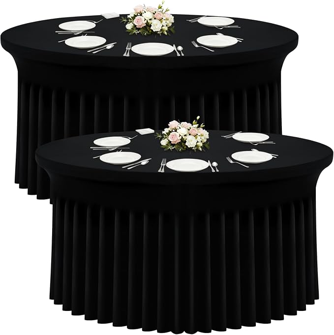 Moosfor 2 Pack Spandex Fitted Round Tablecloth, Elastic Table Skirt by Moosfor